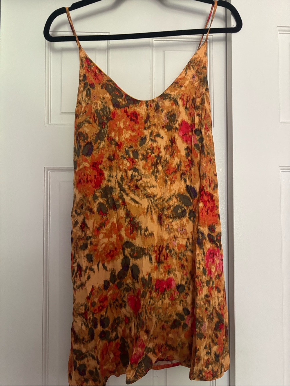 Olivaceous Yellow Floral Mini Slip Dress